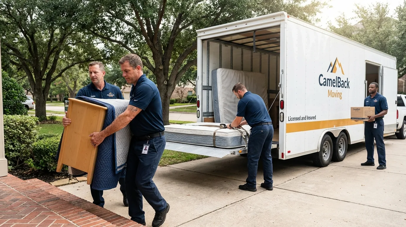 Crew loading residential truck for cross-state move from Decatur, TN