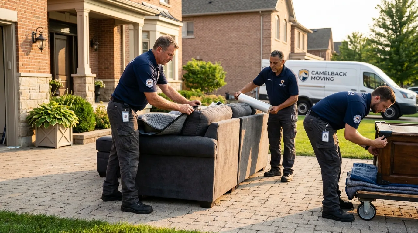 Large estate moving crew wrapping furniture in Decatur, TN